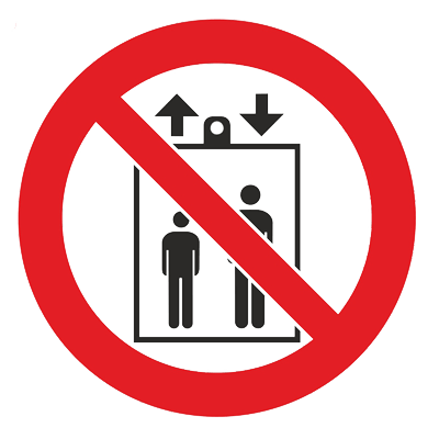 Знак - Запрещается пользоваться лифтом для подъема(спуска) людей Р-34