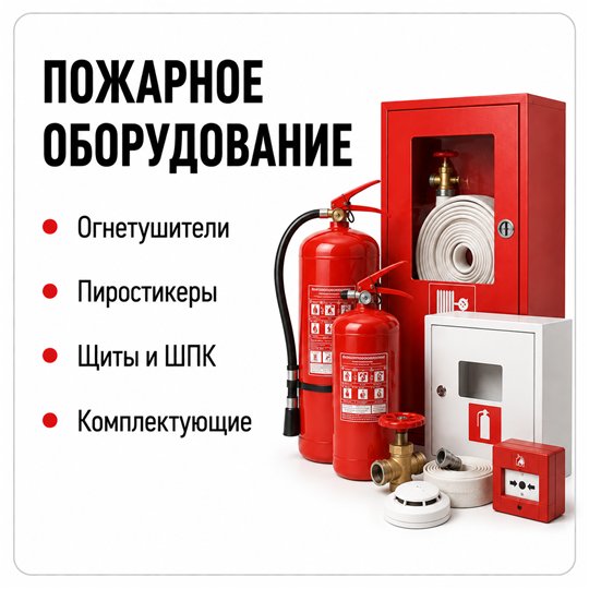 Пожарное оборудование - огнетушители, щиты и ШПК, пиростикеры, комплектующие